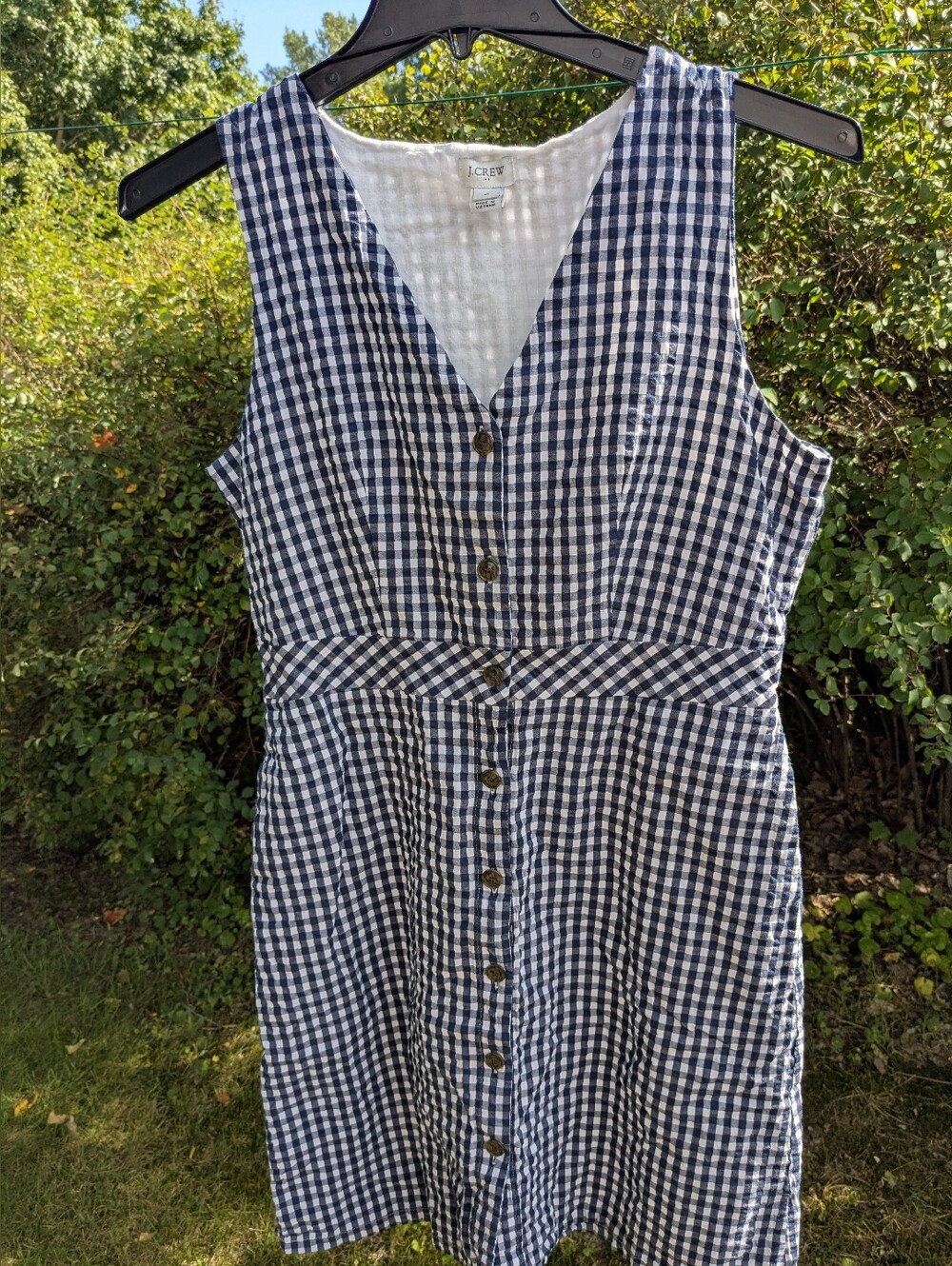 J.CREW Navy Gingham Seersucker Sleeveless Dress, Wmn Sz 10, EUC!!! So cute!!